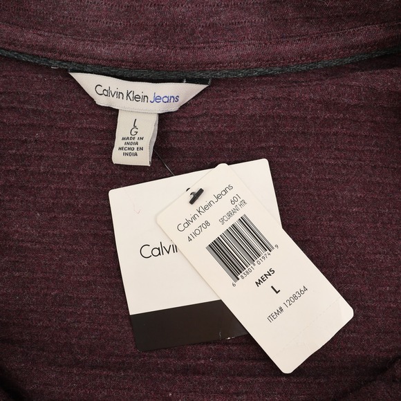 Calvin Klein Jeans Mens Large /4 Zip Mock Neck Pullover Top Shirt NEW - Picture 3 of 8